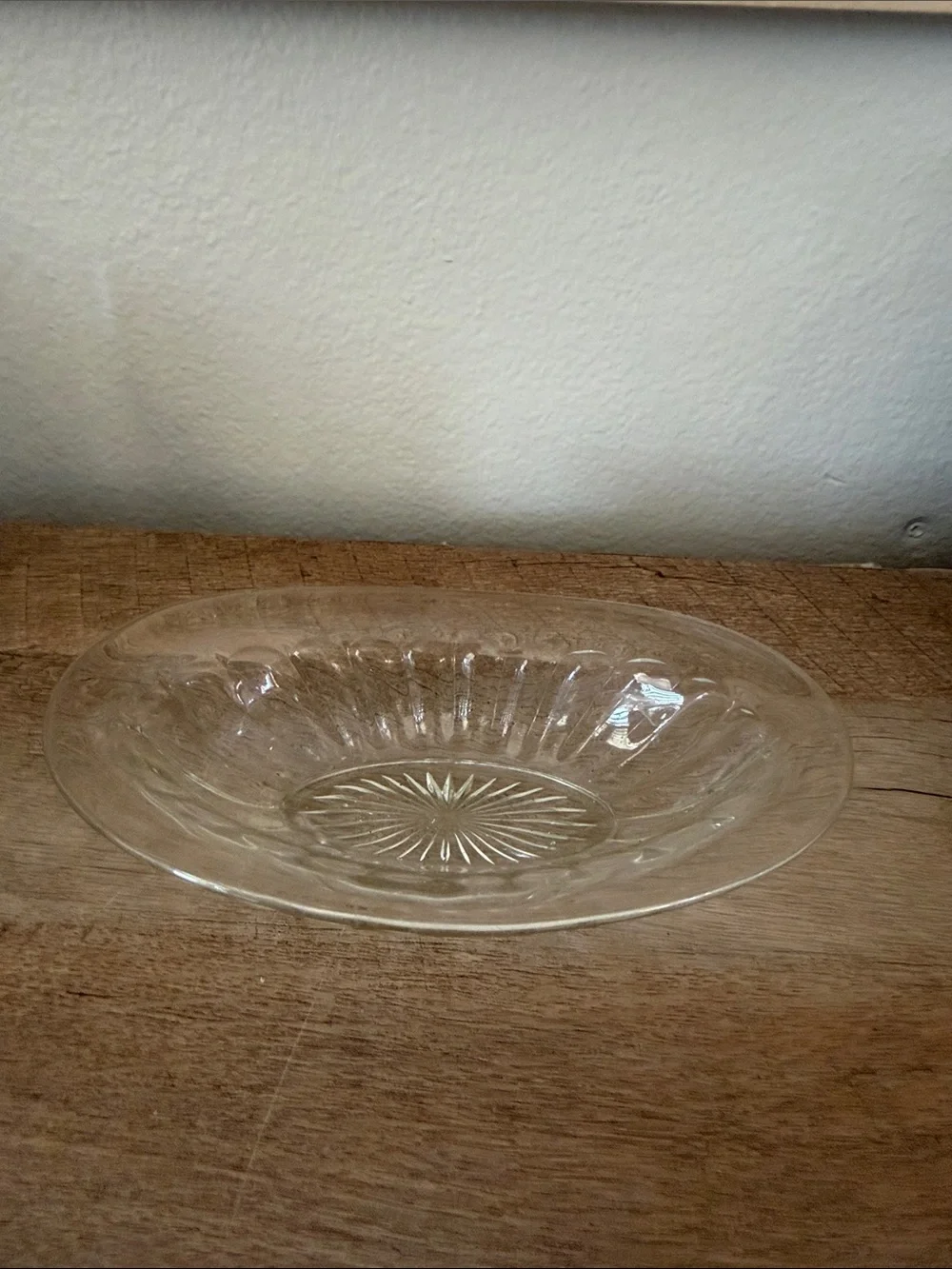 Vintage Clear Glass Serving Bowl - Elegant Pressed Glass Design